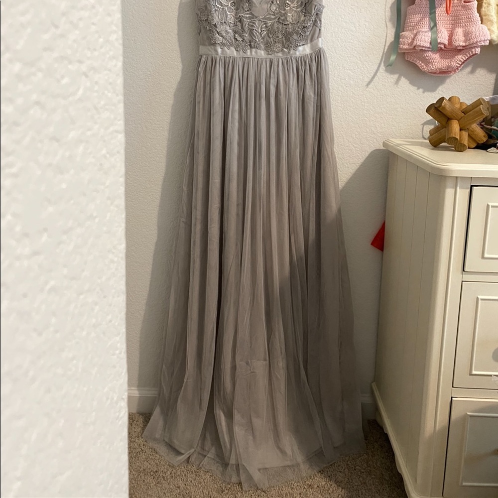 New Morning Lavender Audrey Tulle Gown in Grey - Picture 6 of 11